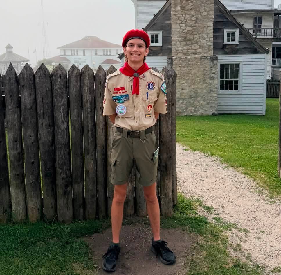 Blake Gurnee, Life Scout creating the Fellowship Church Outdoor Bible Display Eagle Scout project